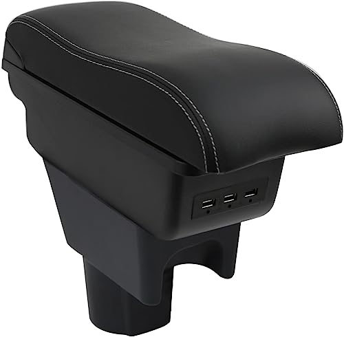 ZXFENG Autozubehor Armlehne für Dacia Duster I 2010-2015, Doppelschicht Mittelkonsole Armlehnen mit USB Ladeanschlüssen Armauflage Aufbewahrungsbox von ZXFENG