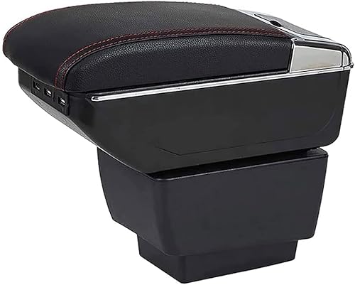 ZXFENG Autozubehor Armlehne für Fabia 3 2015 2016 2017, Doppelschicht Mittelkonsole Armlehnen mit USB Ladeanschlüssen Armauflage Aufbewahrungsbox von ZXFENG