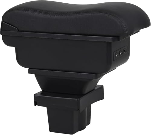 ZXFENG Autozubehor Armlehne für Skoda Octavia 2 Yeti Mk2 2005-2012, Doppelschicht Mittelkonsole Armlehnen mit USB Ladeanschlüssen Armauflage Aufbewahrungsbox von ZXFENG