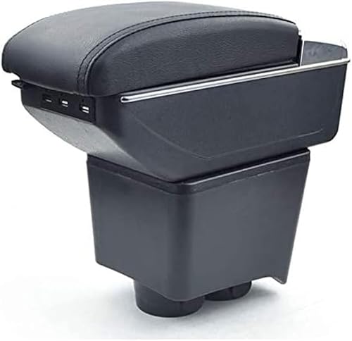 ZXFENG Autozubehor Armlehne für VW Polo 2004-2010, Doppelschicht Mittelkonsole Armlehnen mit USB Ladeanschlüssen Armauflage Aufbewahrungsbox von ZXFENG