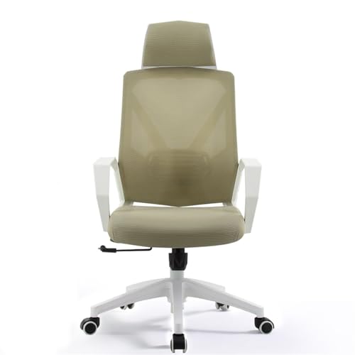 ZXFIYTBH Bürostuhl Bürostuhl, bequemer Heimdrehstuhl, Konferenzstuhl aus Netzgewebe mit hoher Rückenlehne, mit Kissen, Armlehnen und Rollen, ergonomischer Stuhl Computerstuhl(Beige) von ZXFIYTBH