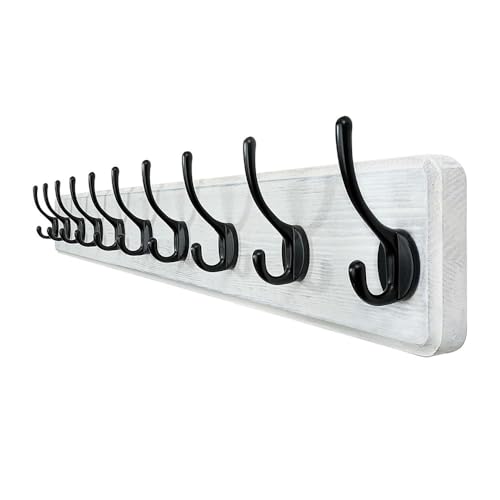 ZXFIYTBH Kleiderhaken Garderobenständer Wandmontage mit 10 Haken Lange Kleiderhaken Holz Kleiderbügel Wand Aufbewahrungshaken für Zuhause(Multi-colored) von ZXFIYTBH