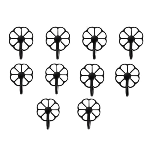 ZXFIYTBH Kleiderhaken Kleiderhaken aus Metall ohne Loch, Mehrzweck-Wandhaken for Schlüssel, Handtücher, Taschen, Tassen, Hüte, 10er-Pack Aufbewahrungshaken für Zuhause(Schwarz) von ZXFIYTBH