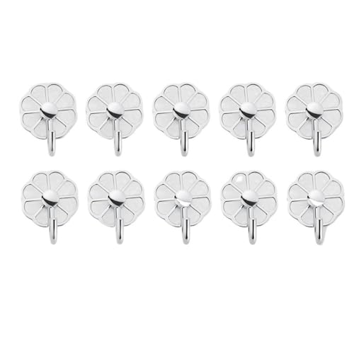 ZXFIYTBH Kleiderhaken Kleiderhaken aus Metall ohne Loch, Mehrzweck-Wandhaken for Schlüssel, Handtücher, Taschen, Tassen, Hüte, 10er-Pack Aufbewahrungshaken für Zuhause(Silver) von ZXFIYTBH