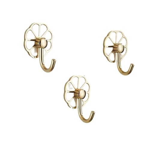 ZXFIYTBH Kleiderhaken Kleiderhaken aus Metall ohne Loch, Mehrzweck-Wandhaken for Schlüssel, Handtücher, Taschen, Tassen, Hüte, 3 Stück Aufbewahrungshaken für Zuhause(Gold) von ZXFIYTBH