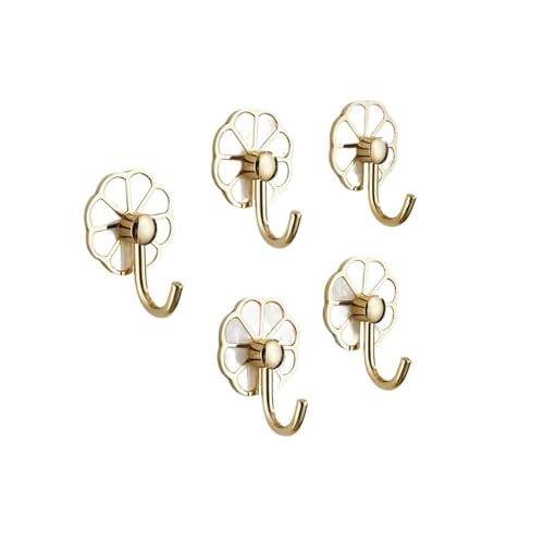 ZXFIYTBH Kleiderhaken Kleiderhaken aus Metall ohne Loch, Mehrzweck-Wandhaken for Schlüssel, Handtücher, Taschen, Tassen, Hüte, 5 Stück Aufbewahrungshaken für Zuhause(Gold) von ZXFIYTBH