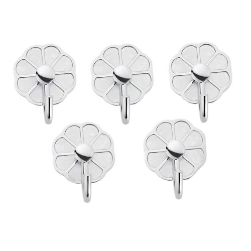 ZXFIYTBH Kleiderhaken Kleiderhaken aus Metall ohne Loch, Mehrzweck-Wandhaken for Schlüssel, Handtücher, Taschen, Tassen, Hüte, 5 Stück Aufbewahrungshaken für Zuhause(Silver) von ZXFIYTBH