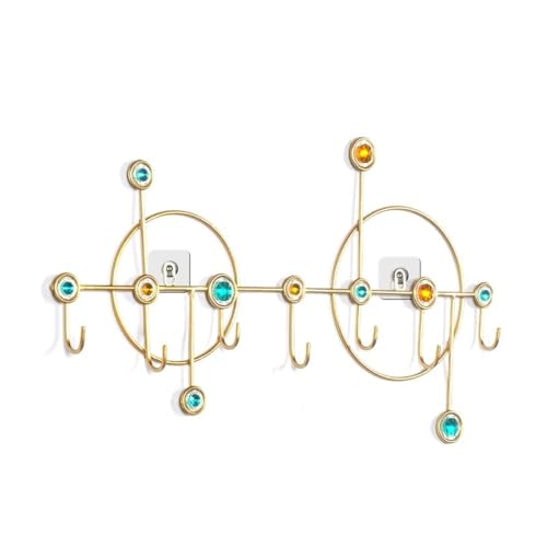 ZXFIYTBH Kleiderhaken Kreative Wandgarderobe mit 7 Haken, dekorativer Schlüssel-Kleiderhaken for Eingangsbereich, Schlafzimmer, Veranda Aufbewahrungshaken für Zuhause(Gold) von ZXFIYTBH