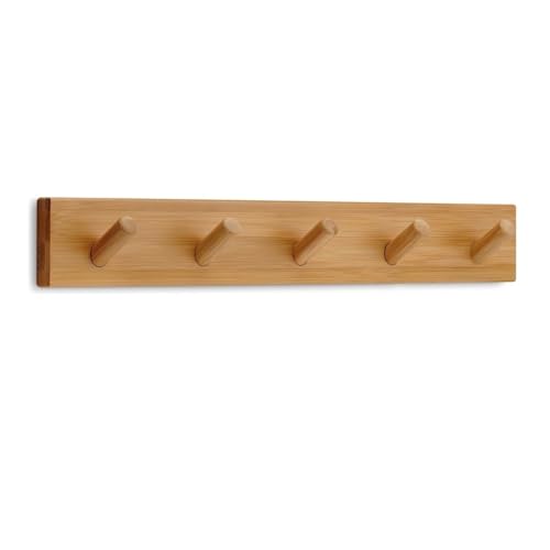 ZXFIYTBH Kleiderhaken Wandgarderobe, Wandgarderobe aus Holz mit 5 Haken, Wandhakenleiste, Garderobenständer Wandhalterung Aufbewahrungshaken für Zuhause von ZXFIYTBH