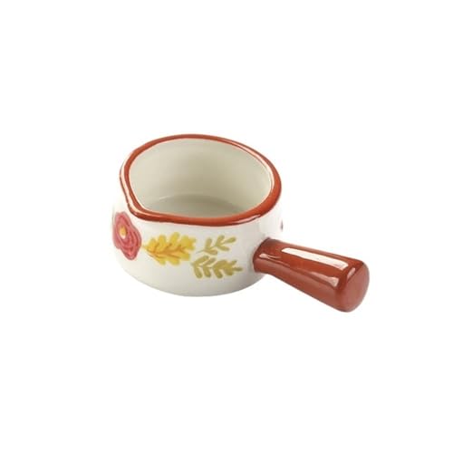 ZXFIYTBH Sauciere Rote handbemalte kleine Milchsauce mit Griff Keramik-Dip-Untertasse Western Steak Sauce Pot Sauce Krug von ZXFIYTBH
