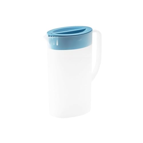 ZXFIYTBH Wasserkrug 1,5 l Saftkrug for Partys Großer Limonadenkessel for den Haushalt mit Deckel Behälter for kalte oder heiße Getränke for Milch, Saft Glastopf(Blue) von ZXFIYTBH