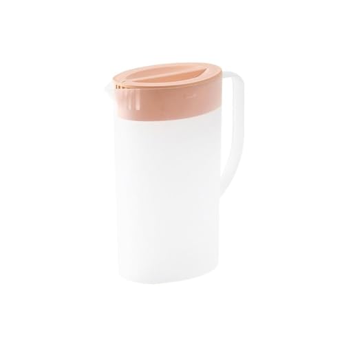ZXFIYTBH Wasserkrug 1,5 l Saftkrug for Partys Großer Limonadenkessel for den Haushalt mit Deckel Behälter for kalte oder heiße Getränke for Milch, Saft Glastopf(Pink) von ZXFIYTBH