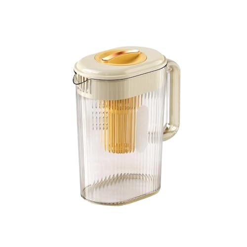 ZXFIYTBH Wasserkrug Großer Wasserkrug mit Deckel und Ausgießer Getränkeflasche Kunststoffbehälter for kalten Tee Krug Kühlschrank Wasserkocher for Eisgetränke Glastopf(Yellow) von ZXFIYTBH