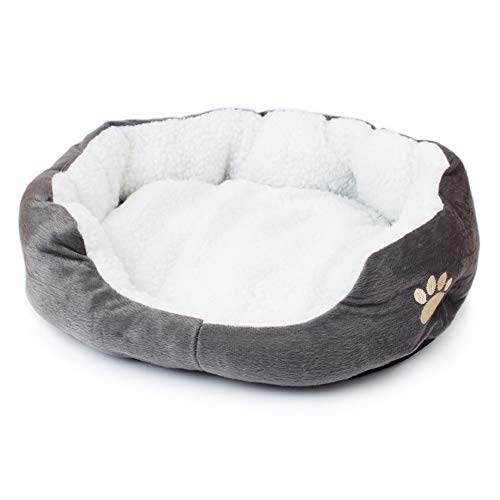 ZXGQF Hund Haustierbett, Lamm Samt Zwinger Teddybär Abnehmbare Pet Nest Hundebett Cave Winter Warm Cashmere Schlafsack Heimtierbedarf, Für Hund Katze Welpe Kaninchen (gray/50 * 40cm) von ZXGQF