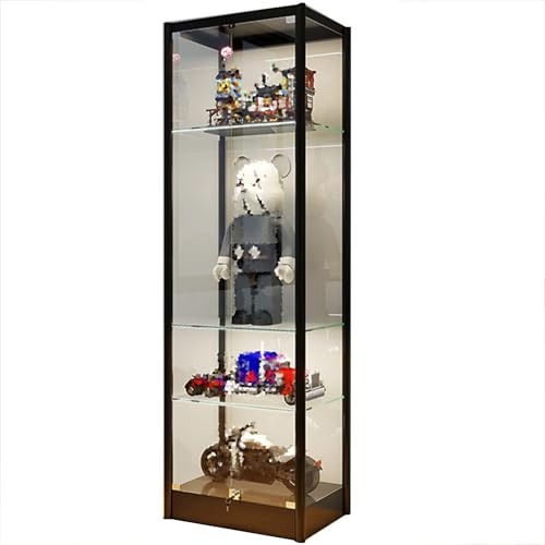 ZXHKZDX Vitrine Bücherregale Mit Beleuchtung Für Schlafzimmer Wohnzimmer, Aluminiumlegierung Aufbewahrungsvitrine, Sammlerstücke Verstellbares Regal Für Bücher Und Spielzeug(60X40X150cm) von ZXHKZDX