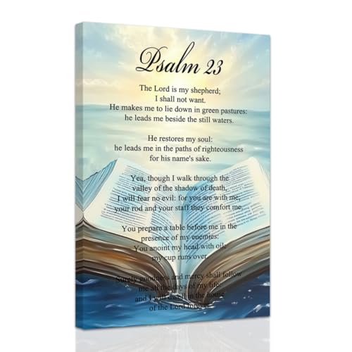 ZXHYWYM Christliches Poster mit Bibelversen Leinwanddrucke Psalm 23 Bilder Schriftgemälde inspirierende Kunstwerke für Büro und Zuhause gerahmt (30 x 45 cms) von ZXHYWYM