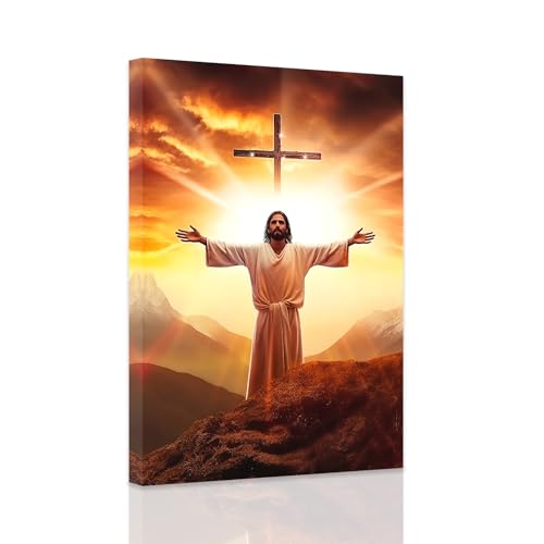ZXHYWYM Christus Leinwanddruck Kreuzbild Jesus Gott Gemälde christliche Wanddekoration religiöses spirituelles Poster für Gebetsräume Kirchendekoration mit Rahmen (C (40.00 x 60.00 cms)) von ZXHYWYM