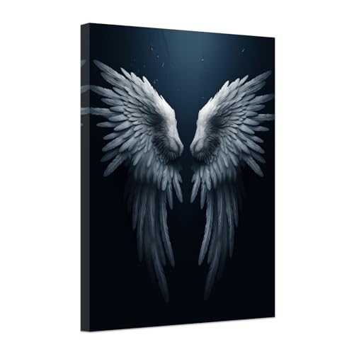 ZXHYWYM Engelsflügel Leinwandbild Schwarz Weiß Wanddekoration Engelsflügel Gemälde abstrakter Flügel Kunstdruck für Zuhause Wohnzimmer Schlafzimmer Dekoration mit Rahmen (A (30.00 x 45.00 cms)) von ZXHYWYM