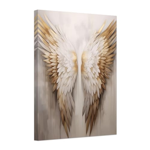 ZXHYWYM Engelsflügel Leinwandbild goldene Flügel Wanddekoration Engelsflügel Gemälde abstrakte Flügel Kunstdruck für Zuhause Wohnzimmer Schlafzimmer Dekoration mit Rahmen (B (40.00 x 60.00 cms)) von ZXHYWYM