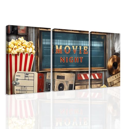 ZXHYWYM Kino Wanddekoration 3 teilig Filmschild Bild Filmplakate Kinoraum Dekor Schauspiel Leinwanddrucke Heimkino Dekor mit Rahmen (50x70cmx3) von ZXHYWYM