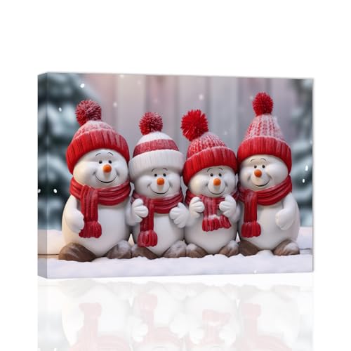 ZXHYWYM Weihnachts Wanddruck lustiges Schneemann Leinwandbild Winter Schnee Szene Poster frohes Weihnachten Neujahrsgeschenk mit Rahmen (40.00 x 60.00 cms) von ZXHYWYM