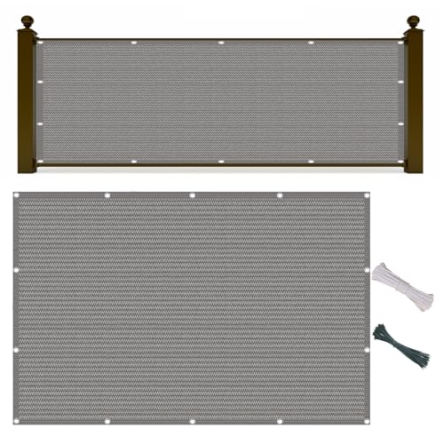 Balkon Sichtschutz 180 x 525 cm HDPE Gewebe, Windschutz, Sonnenschutz, Atmungsaktiv, Balkonbespannung Blickdicht mit Kabelbinder Und Kordel für Balkon, Terrasse, Garten, Grau von ZXIAOHUI