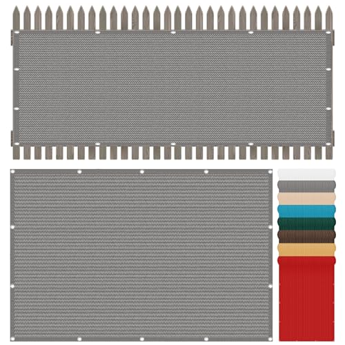 Balkonabdeckung 55 x 110 cm HDPE Gewebe, Windschutz, Sonnenschutz, Atmungsaktiv, Balkon Sichtschutz Wetterfest mit Kordel Und Kabelbinder für Terrasse, Hinterhof Veranda, Grau von ZXIAOHUI