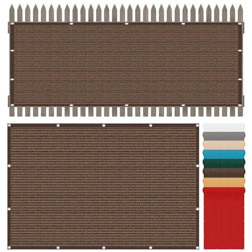 Balkonabdeckung 55 x 140 cm HDPE Gewebe, Windschutz, Sonnenschutz, Atmungsaktiv, Balkon Sichtschutz Wetterfest mit Kordel Und Kabelbinder für Terrasse, Hinterhof Veranda, Braun Balkonabdeckung 55 x 140 cm HDPE Gewebe, Windschutz, Sonnenschutz, Atmungsaktiv, Balkon Sichtschutz Wetterfest mit Kordel Und Kabelbinder für Terrasse, Hinterhof Veranda, Braun von ZXIAOHUI