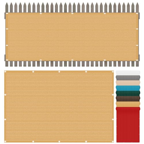 Balkonabdeckung 80 x 450 cm HDPE Gewebe, Windschutz, Sonnenschutz, Atmungsaktiv, Balkon Sichtschutz Wetterfest mit Kordel Und Kabelbinder für Terrasse, Hinterhof Veranda, Sandgelb Balkonabdeckung 80 x 450 cm HDPE Gewebe, Windschutz, Sonnenschutz, Atmungsaktiv, Balkon Sichtschutz Wetterfest mit Kordel Und Kabelbinder für Terrasse, Hinterhof Veranda, Sandgelb von ZXIAOHUI