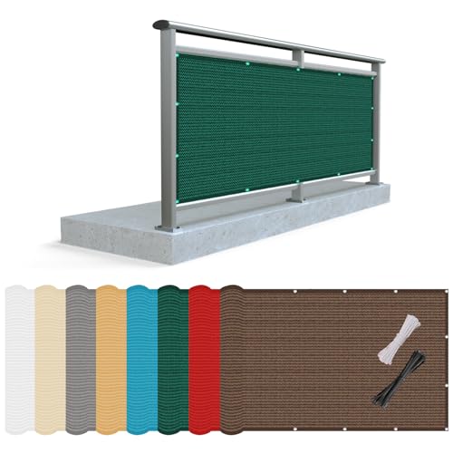 Balkonsichtschutz Mit Ösen 55 x 335 cm 220 G/M², Windschutz, Sonnenschutz, Reißfest, Sichtschutz Balkonabdeckung mit Kabelbinder Und Kordel für Den Gartenzaun Oder Balkon, Grün Balkonsichtschutz Mit Ösen 55 x 335 cm 220 G/M², Windschutz, Sonnenschutz, Reißfest, Sichtschutz Balkonabdeckung mit Kabelbinder Und Kordel für Den Gartenzaun Oder Balkon, Grün von ZXIAOHUI