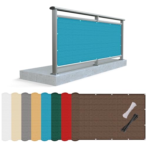 Balkonsichtschutz Mit Ösen 70 x 120 cm 220 G/M², Windschutz, Sonnenschutz, Reißfest, Sichtschutz Balkonabdeckung mit Kabelbinder Und Kordel für Den Gartenzaun Oder Balkon, Blau Balkonsichtschutz Mit Ösen 70 x 120 cm 220 G/M², Windschutz, Sonnenschutz, Reißfest, Sichtschutz Balkonabdeckung mit Kabelbinder Und Kordel für Den Gartenzaun Oder Balkon, Blau von ZXIAOHUI