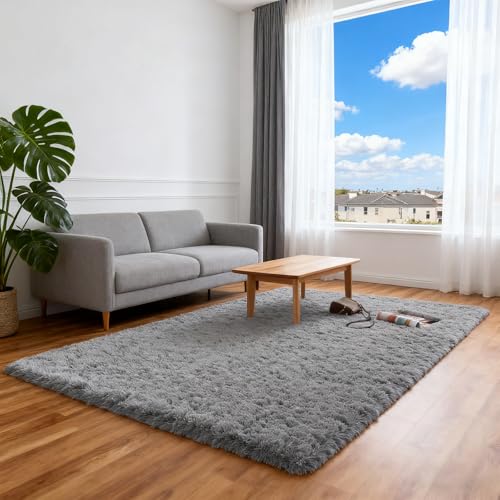 ZXIAOHUI Teppich Wohnzimmer 100 x 150 cm Flauschige Oberfläche, Pflegeleicht Und Robust, Shaggy Teppich Hochflor Flauschiger Fürs Wohnzimmer, Kinderzimmer, Schlafzimmer, Grau ZXIAOHUI Teppich Wohnzimmer 100 x 150 cm Flauschige Oberfläche, Pflegeleicht Und Robust, Shaggy Teppich Hochflor Flauschiger Fürs Wohnzimmer, Kinderzimmer, Schlafzimmer, Grau von ZXIAOHUI
