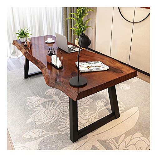 ZXIAyuxd Computertisch mit unregelmäßigen Kanten, Massivholz, Büroschreibtisch, Computertisch mit Metallbeinen, Heimbüro, Arbeitszimmer, Schreibtisch, Spieltisch, stabil, einfach zu montieren von ZXIAyuxd