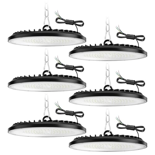 ZXICH UFO LED hallenstrahler,LED Werkstattlampe,IP65 Wasserdichte Industrielampe für Fabriken, Lagerhäuser,Garagen (6 Pack, 200W) von ZXICH