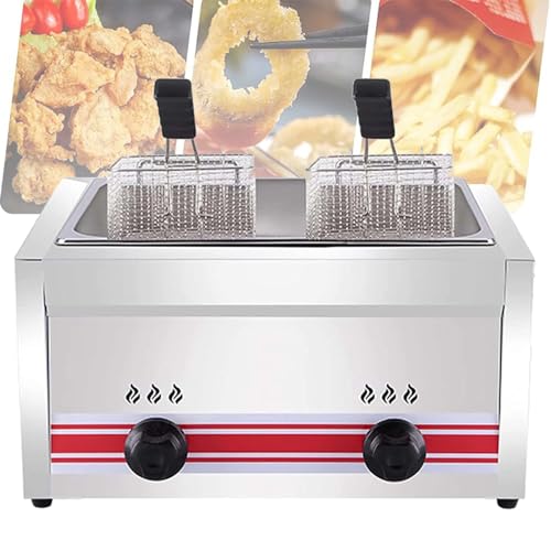 ZXINXIN Gas-Fritteuse, professioneller kommerzieller Edelstahl mit Korblöffel für die Frittiermaschine der Restaurant-Arbeitsplatte und der Familienküche Singlecylinder20l von ZXINXIN