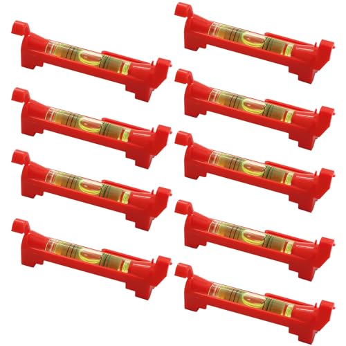 Schnurwasserwaage, 9 Stück Kleine Wasserwaage, 75mm Richtschnur, Pfostenwasserwaage Wasserwaage Mini Profi Für Maurerarbeiten Klempnerarbeiten Rohrinstallation (Rot) von ZXJLWR