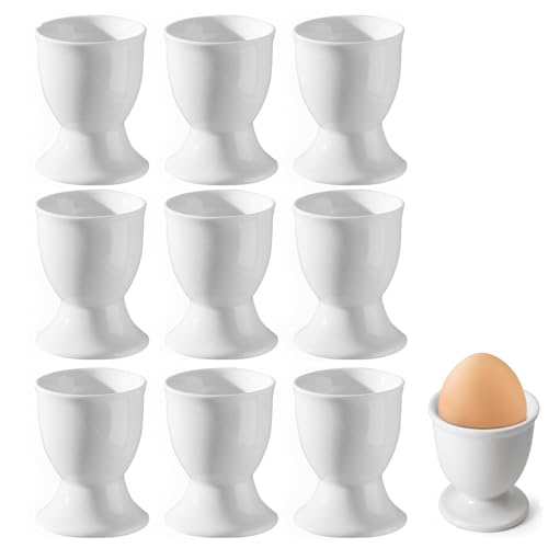 ZXJLWR 9 Stück Eierbecher, 4.8 X 4.9cm Eierbecher Set, Stapelbar Eierbecher Plastik, Easter Gift, Für Hart Und Weich Gekochte Eier Auf Jedem Frühstückstisch Runder Eierbecher (Weiß) von ZXJLWR