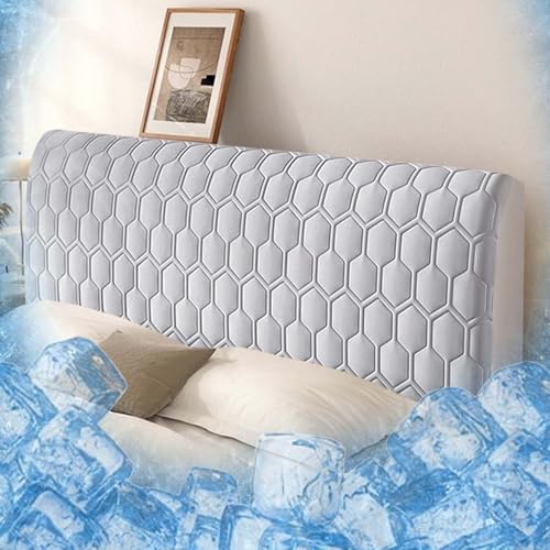 ZXLVCU Kühl Bett Kopfteil Bezug, Sommerkopfteilbezug mit Latexauflage, Bettkopfteil Hussen für Einzel/Doppel/Queen/King Size Bett (Light Grey#1,190cm) von ZXLVCU