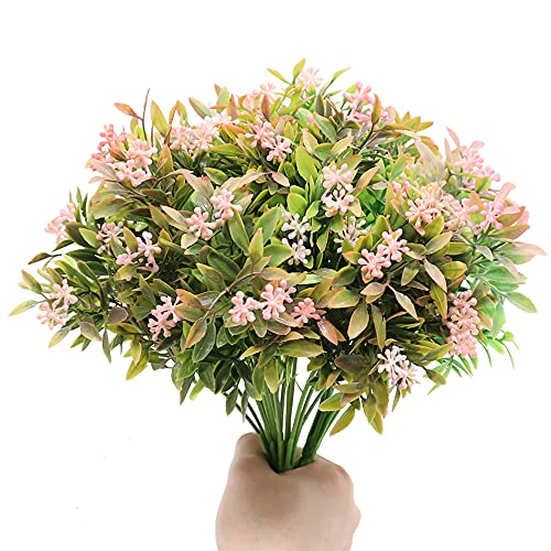 Künstliche Blumen, 4 Stück 11 Zoll Rosa/Rosarot gefälschte Mailand Blumensträuße für die Küche zu Hause, Bürotischarrangements, Hochzeit im Innen und Außenbereich, Partydekorationen (Rosa) von ZXM