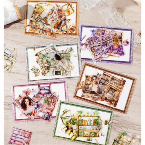 ZXMNBH 20 Stück/Packung Buchsammlung PET Aufkleber für Scrapbooking Kit Wasserdicht Klar Aufkleber Junk Journaling Supplies Journals Tagebuch Planer Collage Laptop Papier Handwerk von ZXMNBH