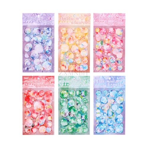 ZXMNBH 4 Stück/Packung Blauer Nebel Kristall PET Aufkleber für Scrapbooking Kit Wasserdicht Klar Aufkleber Junk Journaling Supplies Journals Tagebuch Planer Collage Laptop Papier Basteln von ZXMNBH
