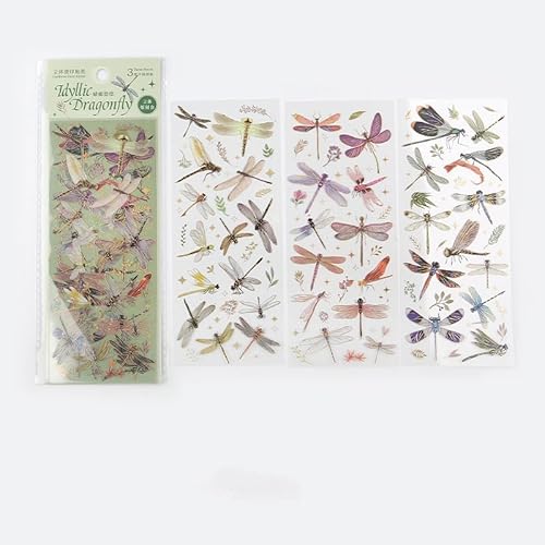 ZXMNBH PET Bronzing Aufkleber für Scrapbooking Kit Kawaii Libelle Ästhetisches Papier Tagebuch Planer Junk Bullet Journaling Dekorative Lieferungen 3 Stück/Packung ZXMNBH PET Bronzing Aufkleber für Scrapbooking Kit Kawaii Libelle Ästhetisches Papier Tagebuch Planer Junk Bullet Journaling Dekorative Lieferungen 3 Stück/Packung von ZXMNBH