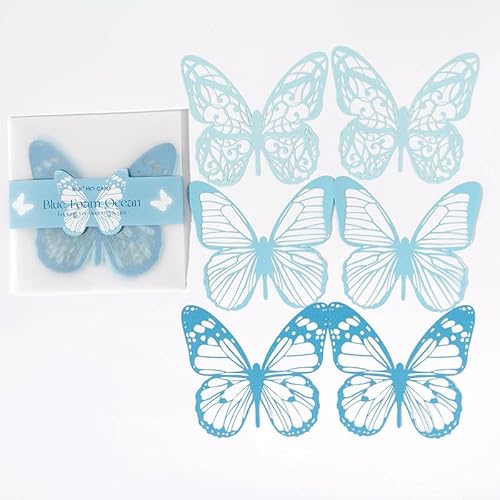 ZXMNBH Papier für Scrapbooking Kit Blau Schmetterling Collage Tagebuch Planer Materialien Erwachsene Junk Journaling Decor Supplies 6 Stück/Packung von ZXMNBH