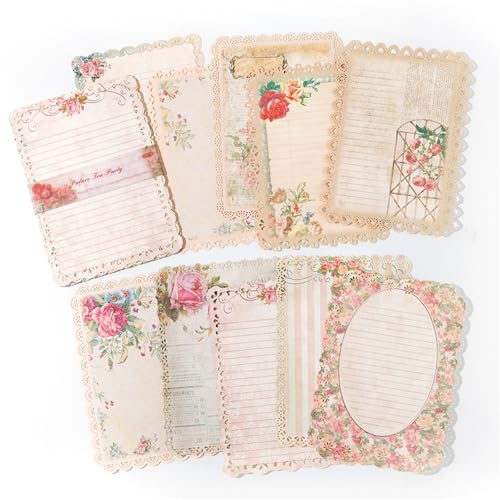 ZXMNBH Papier für Scrapbooking Kit Court Flowers Collage Tagebuch Planer Materialien Erwachsene Junk Journaling Decor Supplies 10 Stück/Packung von ZXMNBH