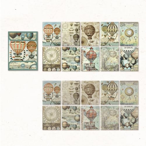 ZXMNBH Papier für Scrapbooking Kit Heißluftballon Collage Tagebuch Planer Materialien Erwachsene Junk Journaling Decor Supplies 20 Stück/Packung von ZXMNBH