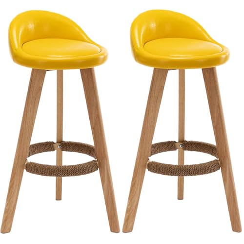 ZXNANA Kommerzielle Barhocker in Thekenhöhe 2er-Set Drehbares Design mit handgeflochtener Fußstütze Stilvolle grüne Kücheninsel-Thekenhocker, perfekt für ESS- und Hausbars (Yellow B) von ZXNANA