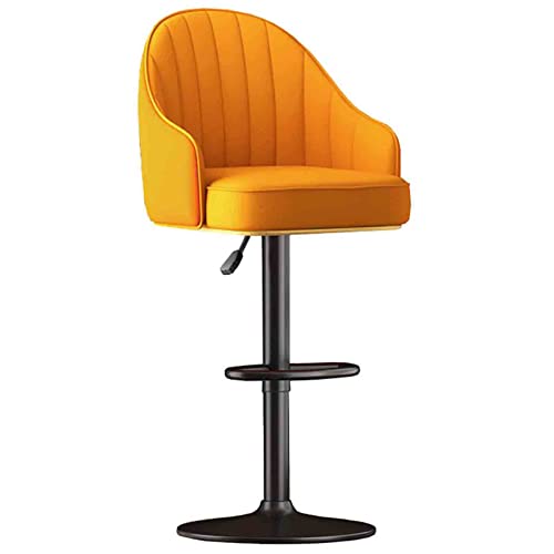 ZXNANA Verstellbarer drehbarer Barhocker 2er-Set Sitz aus PU-Leder mit Rückenlehne Fußstütze aus Metall Stilvolle Blaue Küche Empfangsmöbel (Orange 1 Pcs) von ZXNANA
