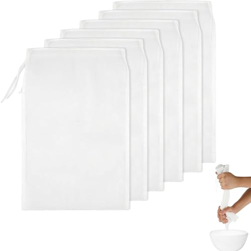 6 Stück Passiertuch,Nussmilchbeutel,Passiertuch Wiederverwendbar,Nussmilchbeutel Bio Waschbar,Käsetuch,Cheesecloth,Nut Milk Bag,Siebtuch,für Nussmilch Käse Kaffee Joghurt Fruchtsaft(20 × 30 cm) von ZXNJA