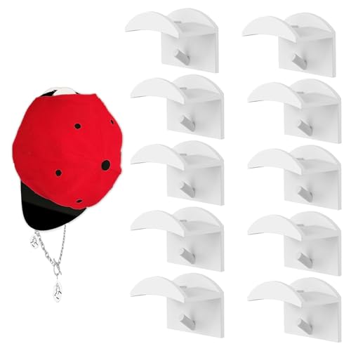 ZXNJA 10 Stück Cap Halterung Wand,Kappenhalter für die Wandmontage,Selbstklebende Hut-Halter,Basecap Halterung Wand,Cap Halter,Mützen Aufbewahrung,Cap Halterung,für Alle Arten von Mützen(weiß) von ZXNJA