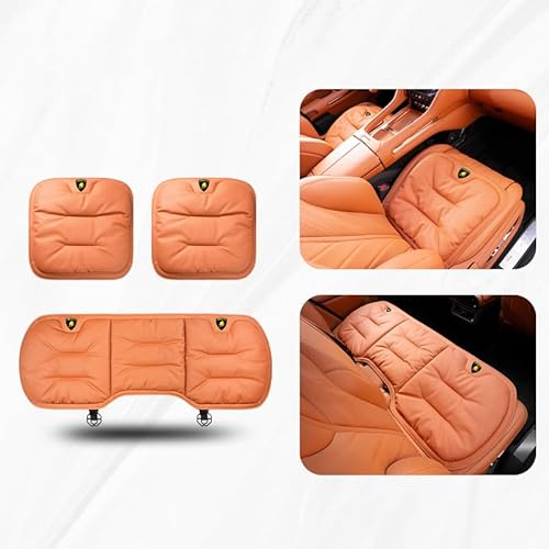 ZXNMCB Sitzpolster für Lamborghini Graphite Capsule, Ergonomischer Mehrzweck-Kissen Sitz, Druckentlastung für Rücken, Hüften, Ischias Autositzpolster,C Orange- Three-Piece Set von ZXNMCB